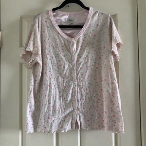 2 piece pink floral pajama set